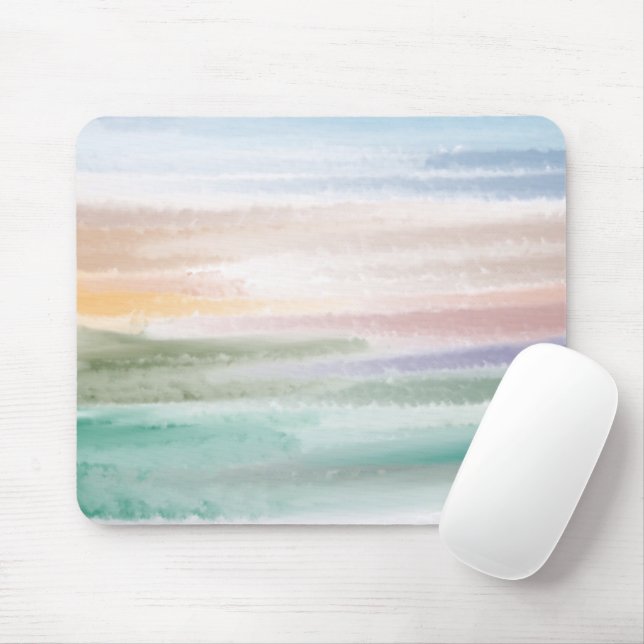 Mousepad Sandy Beach Ocean Waves Sunset Abstrato Watercolor (Com mouse)