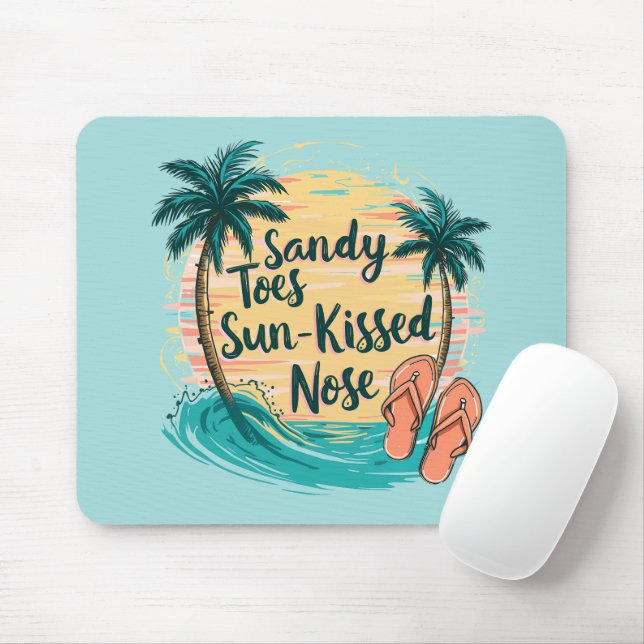Mousepad Sandy Toes Sun-Kissed Nose Beach (Com mouse)