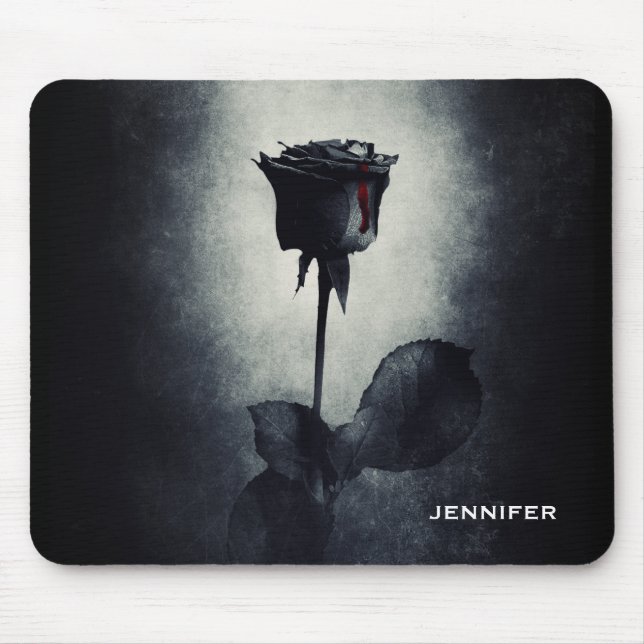 Mousepad Sangue Macabre de gotejar com Rosa preto gótico (Frente)