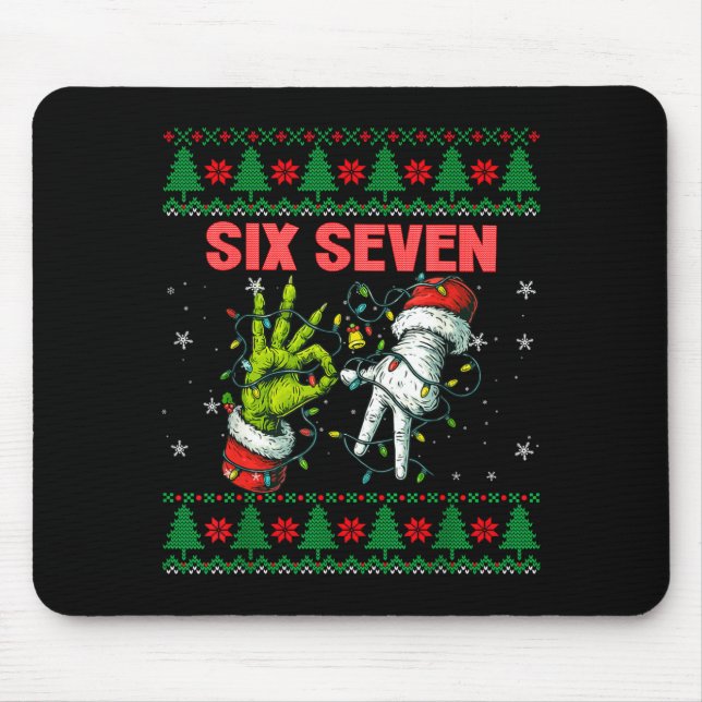 Mousepad Santa 67 Christmas Ugly Sweater Fingers Six Seven  (Frente)