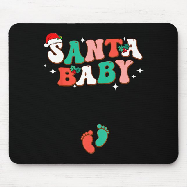 Mousepad Santa Baby Christmas Pregnancy Announcement Pregna (Frente)
