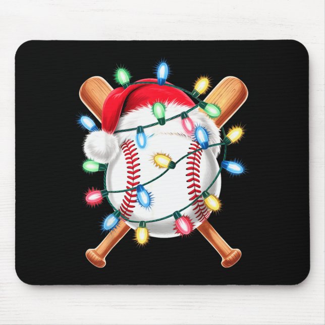 Mousepad Santa Baseball Player Santa Hat Men Boys Christmas (Frente)