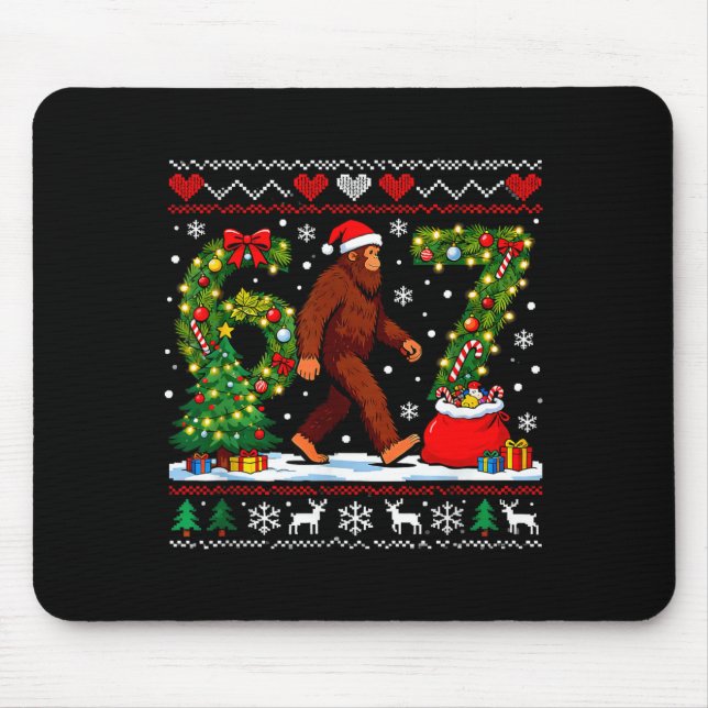 Mousepad Santa Bigfoot Christmas Tree Funny Sasquatch 67  (Frente)