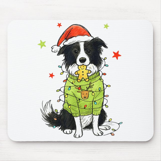 Mousepad Santa Border Collie Christmas Border Collie Dog Mo (Frente)