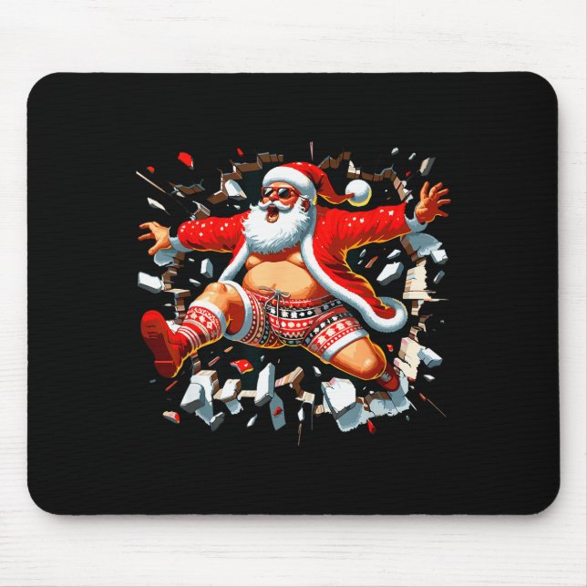 Mousepad Santa Breaking Through Wall Xmas In July Boys Ugly (Frente)