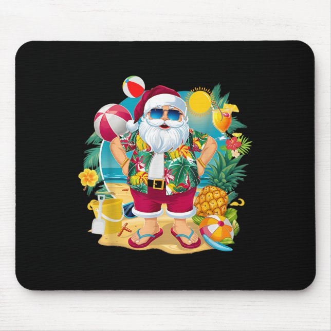 Mousepad Santa Christmas In July On Beach Hawaiian Summer V (Frente)
