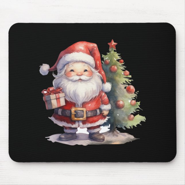 Mousepad Santa Claus And Christmas Tree T Shirt  (Frente)