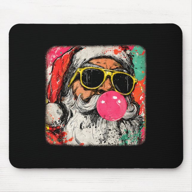 Mousepad Santa Claus Bubble Gum Merry Xmas Painting Men Wom (Frente)