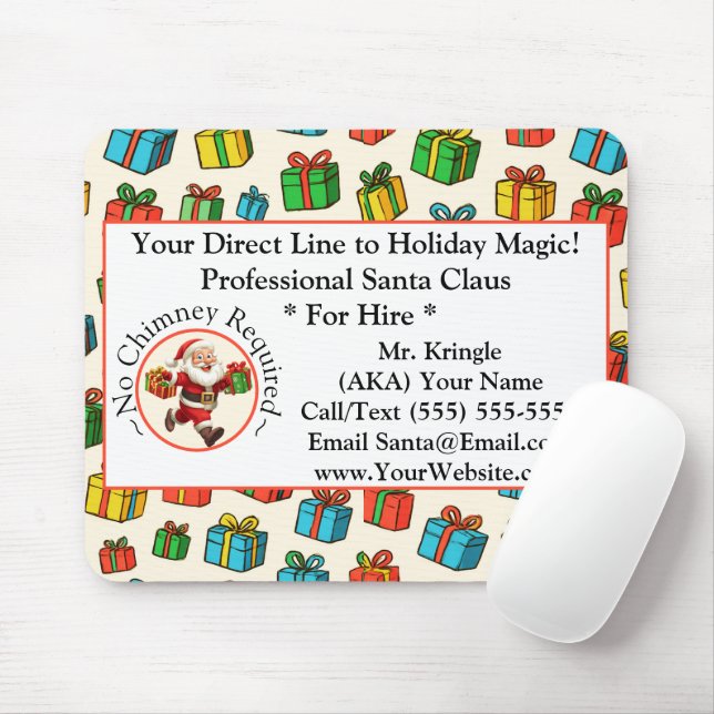 Mousepad  Santa Claus Business Card Holiday Magic (Com mouse)
