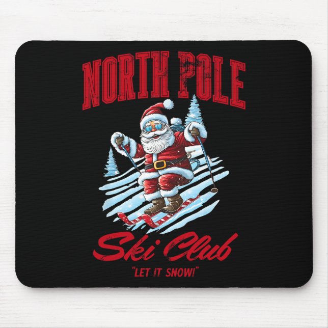 Mousepad Santa Claus Christmas Snow Skiing At The North Pol (Frente)
