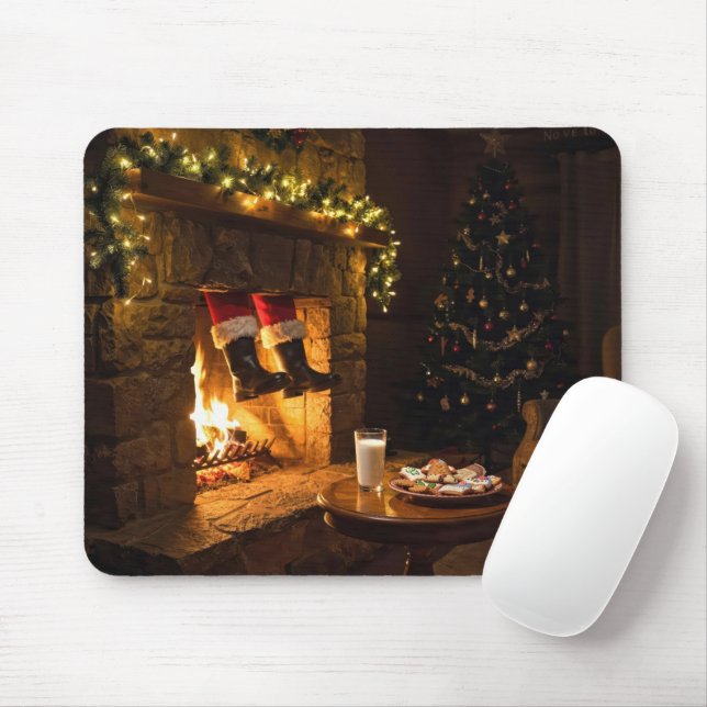 Mousepad Santa Claus Coming Down the Chimney (Com mouse)