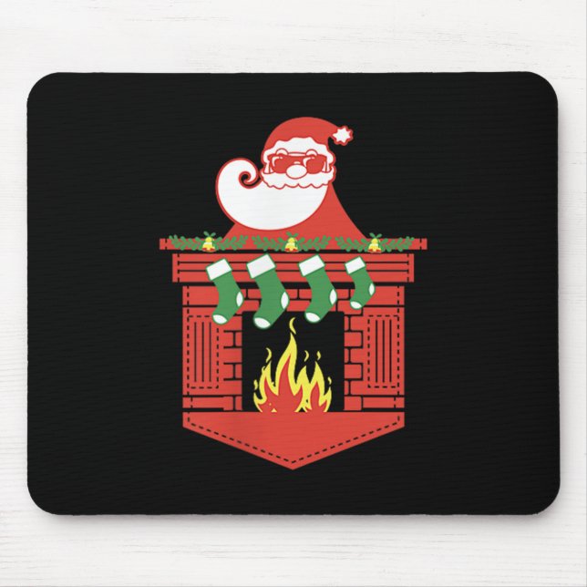 Mousepad Santa Claus Fireplace Cket Funny Christmas  (Frente)