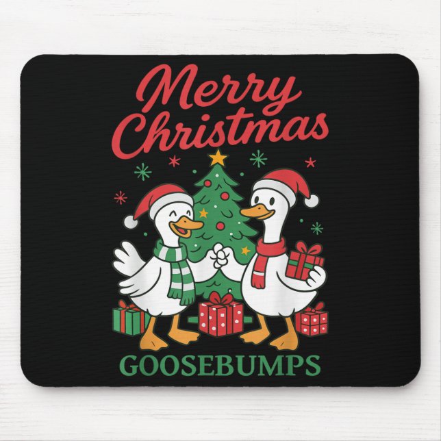 Mousepad Santa Claus Goose Tree Merry Christmas Goosebumps  (Frente)