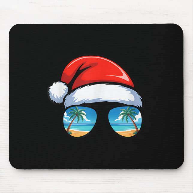 Mousepad Santa Claus Hat Sungles Beach Christmas In July Su (Frente)