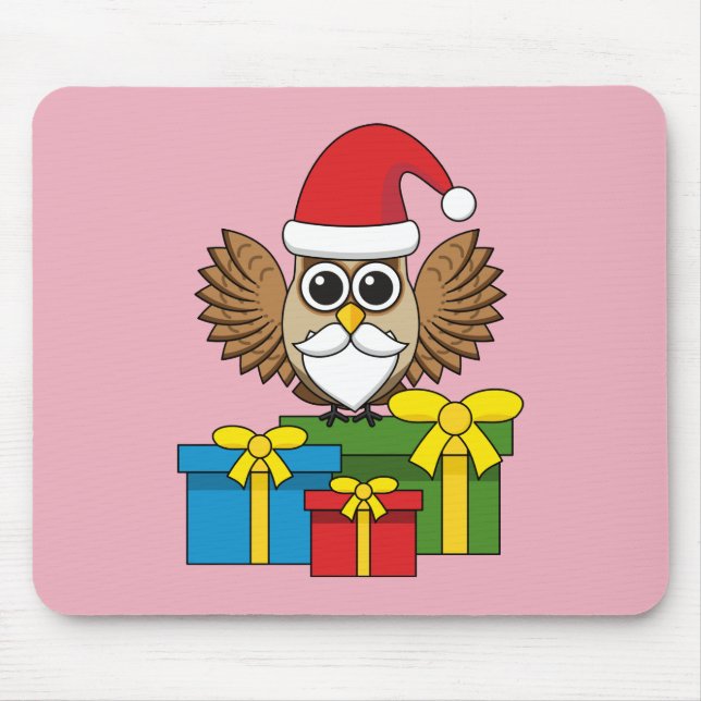 Mousepad Santa Claus Owl com Presentes (Frente)