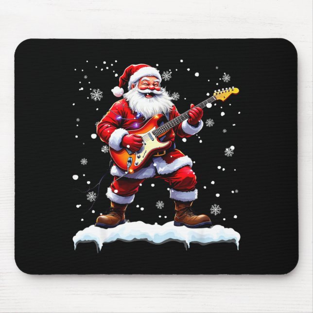 Mousepad Santa Claus Playing B Guitar Christmas Xmas Music  (Frente)