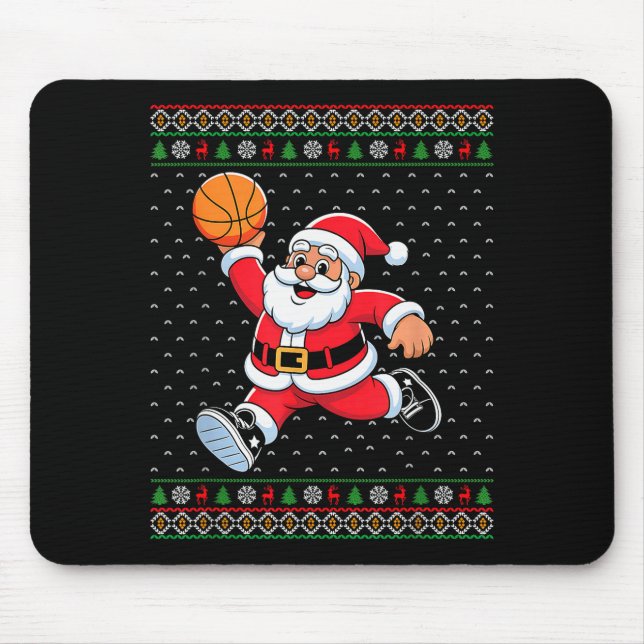 Mousepad Santa Claus Playing Basketball Ugly Christmas Men  (Frente)