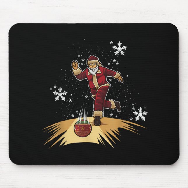 Mousepad Santa Claus Plays Bowling Xmas Gift For Your Bow  (Frente)