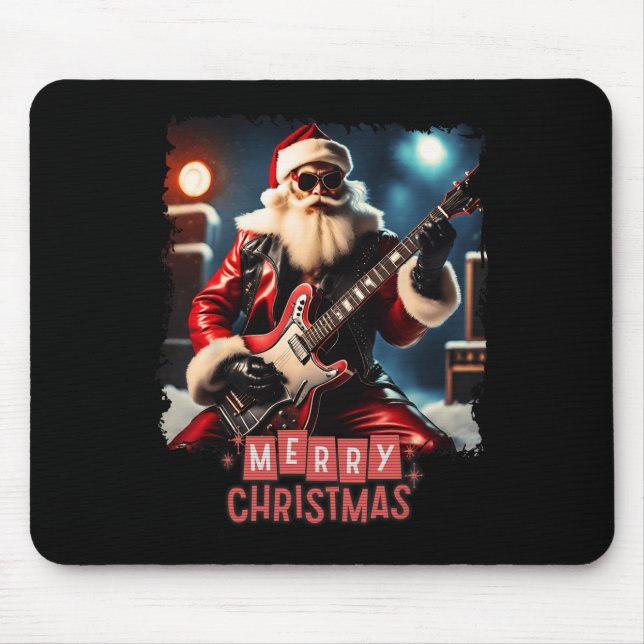 Mousepad Santa Claus Rock Guitar Feliz Natal (Frente)