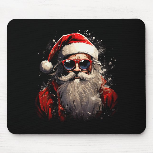 Mousepad Santa Claus Silhouette Christmas Sungles Caricatur (Frente)