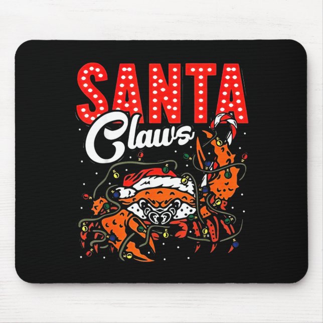 Mousepad Santa Claws Christmas Funny Crab Lights Holiday Ca (Frente)