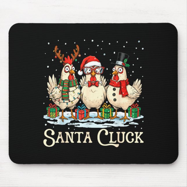 Mousepad Santa Cluck Chicken Christmas Farm Animal Funny  (Frente)
