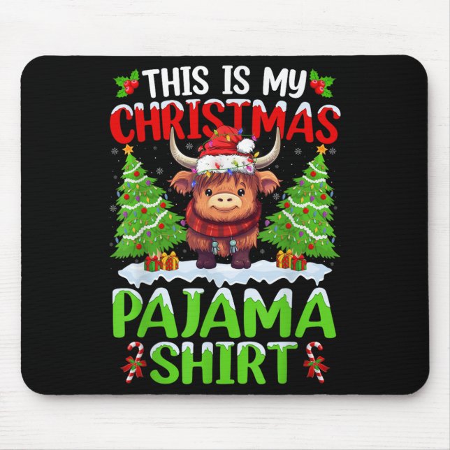 Mousepad Santa Cow Xmas Tree Lights This Is My Christmas Pa (Frente)