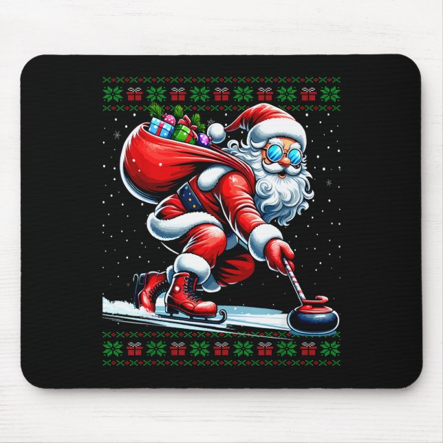 Mousepad Santa Curling Ugly Christmas Sweater  (Frente)