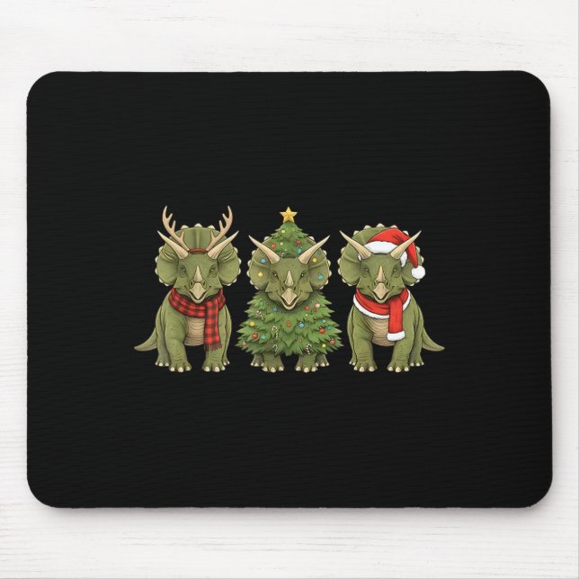 Mousepad Santa Dinosaur Christmas Tree Triceratops Lover Xm (Frente)