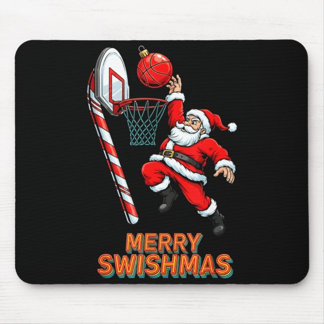 Mousepad Santa Dunking Merry Swishmas Basketball Christmas  (Frente)