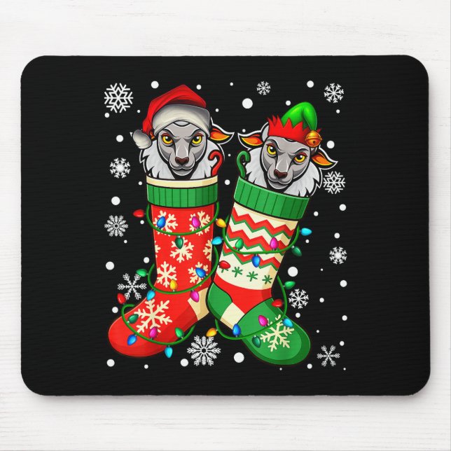 Mousepad Santa Elf Sheep Animal In Christmas Socks Men Wome (Frente)
