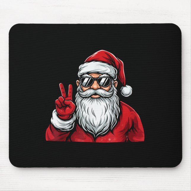 Mousepad Santa Face Retro Sungles Christmas Shirts For Mens (Frente)