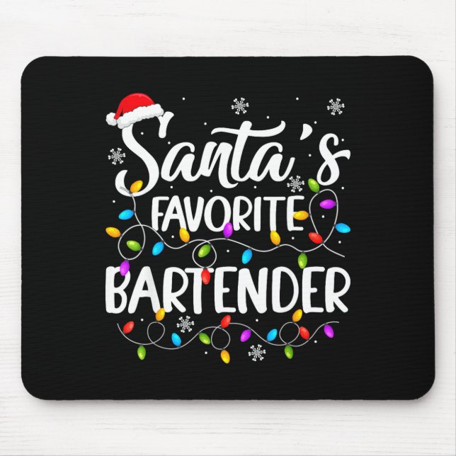 Mousepad Santa Favorite Bartender Christmas Lights Funny Xm (Frente)