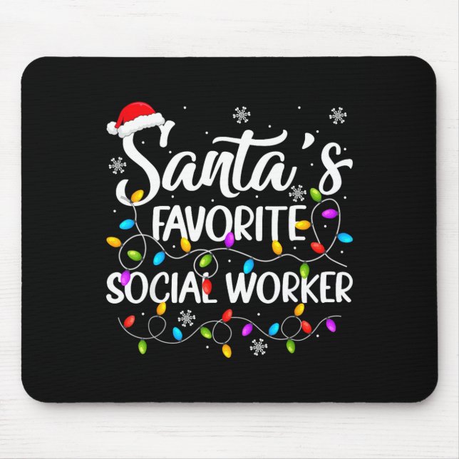 Mousepad Santa Favorite Social Worker Christmas Lights Fami (Frente)