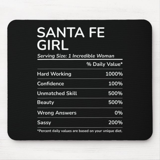 Mousepad Santa Fe Girl Funny New Mexico Hometown  (Frente)