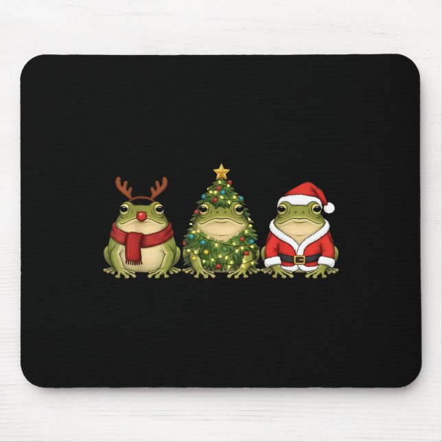 Mousepad Santa Green Frog Christmas Tree Frog Lover Animal  (Frente)