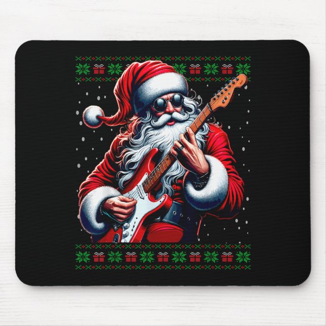 Mousepad Santa Guitar Musician Guitarist Ugly Christmas Swe (Frente)