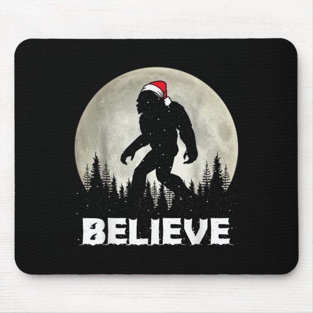 Mousepad Santa Hat Bigfoot Believe Christmas Lights Rock Sa (Frente)