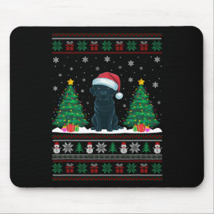 Mousepad Santa Hat Black Labrador Dog Xmas Tree Luzes Feias