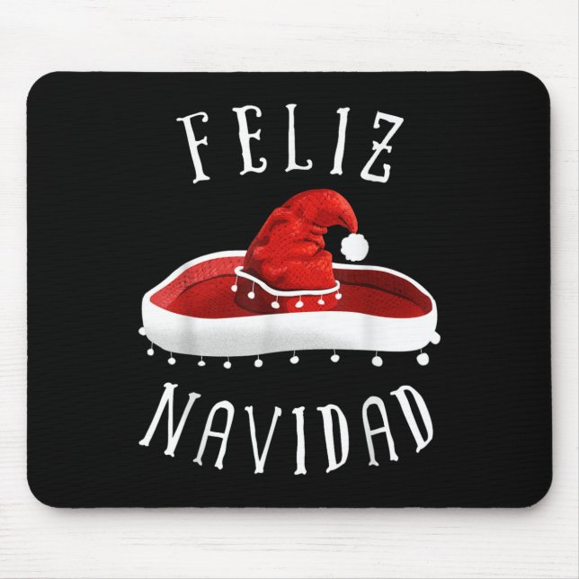 Mousepad Santa Hat Sombrero Christmas Mexico Feliz Navidad  (Frente)