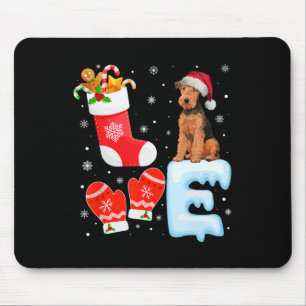 Mousepad Santa Hat Xmas Stoking Holiday Airedale Terrier D