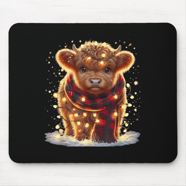 Mousepad Santa Highland Cow Christmas Xmas Baby Wooly Farm  (Frente)