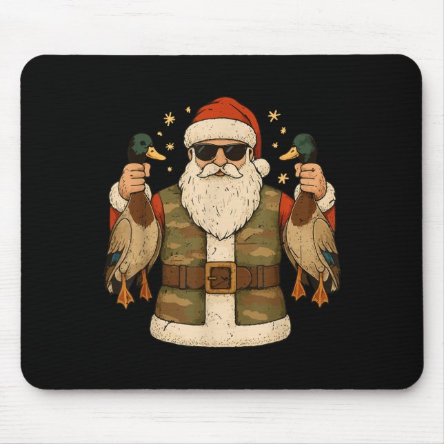 Mousepad Santa Hold Mallard Duck Hunting Christmas Pajama T (Frente)