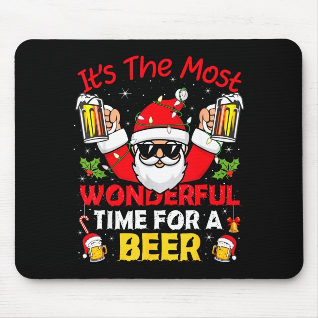 Mousepad Santa It's The Most Wonderful Time For A Beer Funn (Frente)