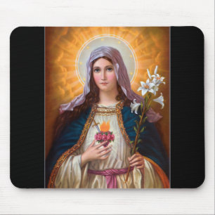 Mousepad Santa mãe Mary Immaculada Coração, fé Católic