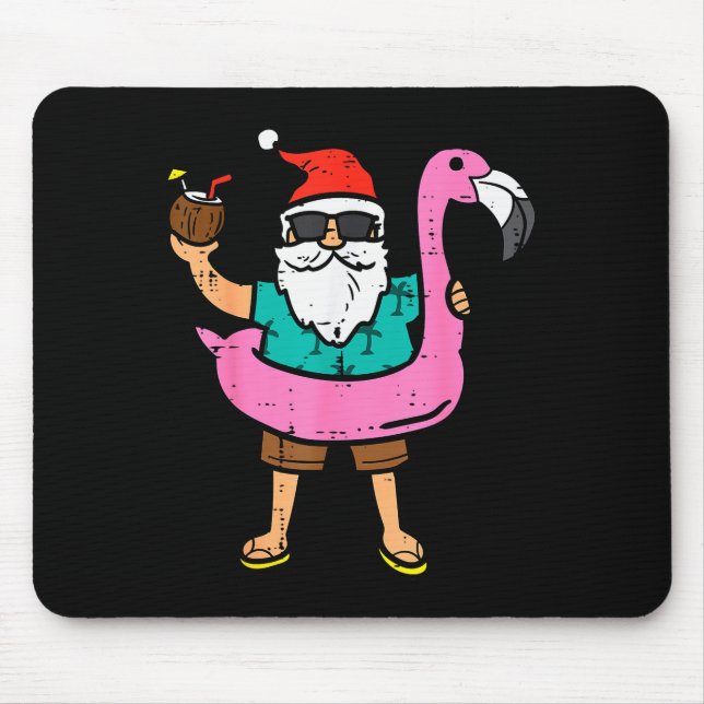 Mousepad Santa On Flamingo Floatie Cute Christmas In July X (Frente)
