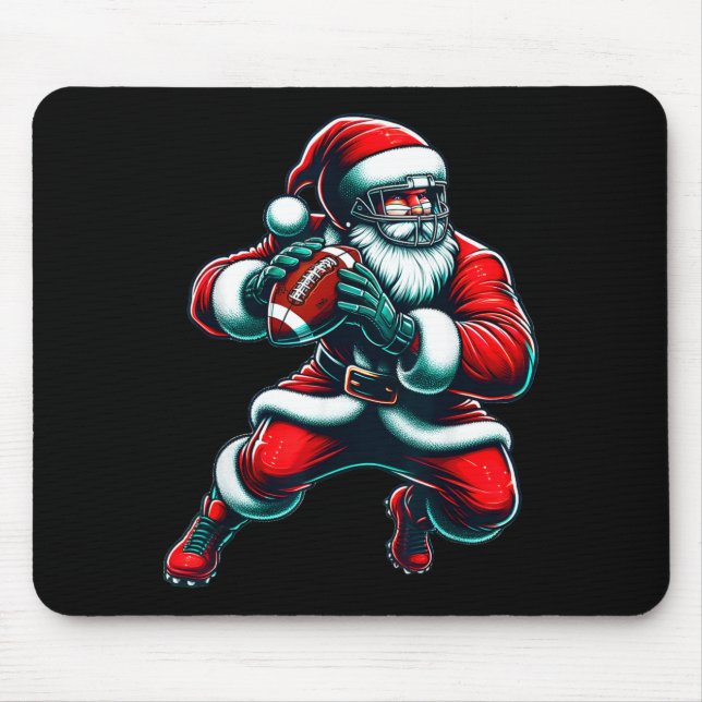 Mousepad Santa Playing American Football Christmas Women Me (Frente)