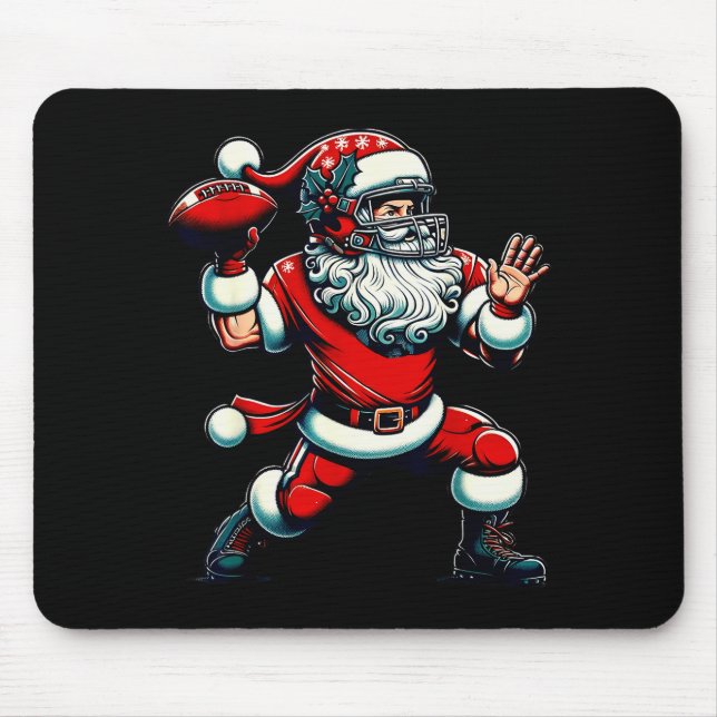 Mousepad Santa Playing American Football Christmas Women Me (Frente)