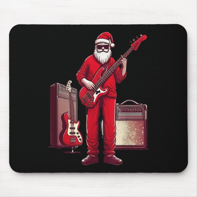 Mousepad Santa Playing Guitar B Christmas Pajama Musician B (Frente)
