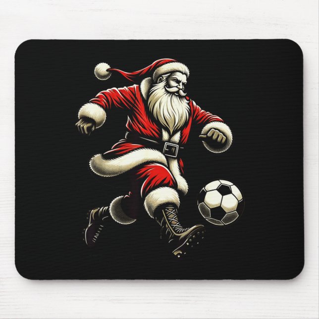 Mousepad Santa Plays Soccer Srts, Xmas Christmas Women Men  (Frente)